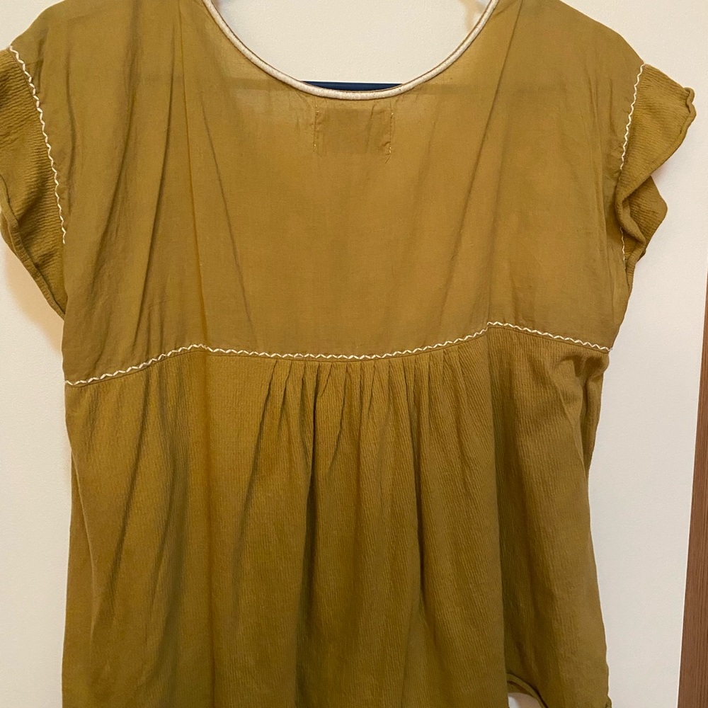 Lucky Brand Olive Floral Embroidered Blouse - Picture 4 of 9